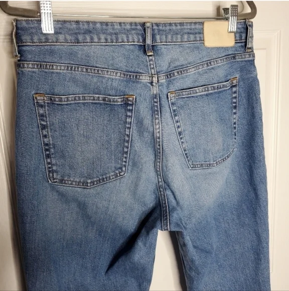 Everlane Blue Curvy Cheeky High Rise Distressed Straight Leg Jeans - Picture 6 of 10